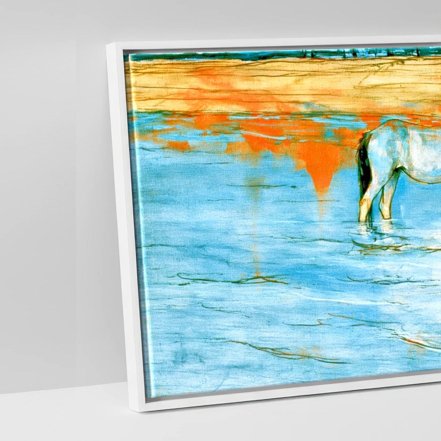 Cerulean Shoreline Greys - artwork detail in a white float frame