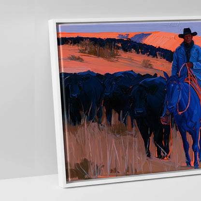 Indigo Western Trail - artwork detail in a white float frame