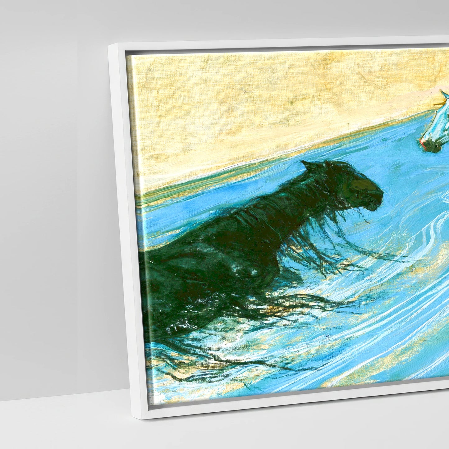 The Azure Crossing - artwork detail in a white float frame
