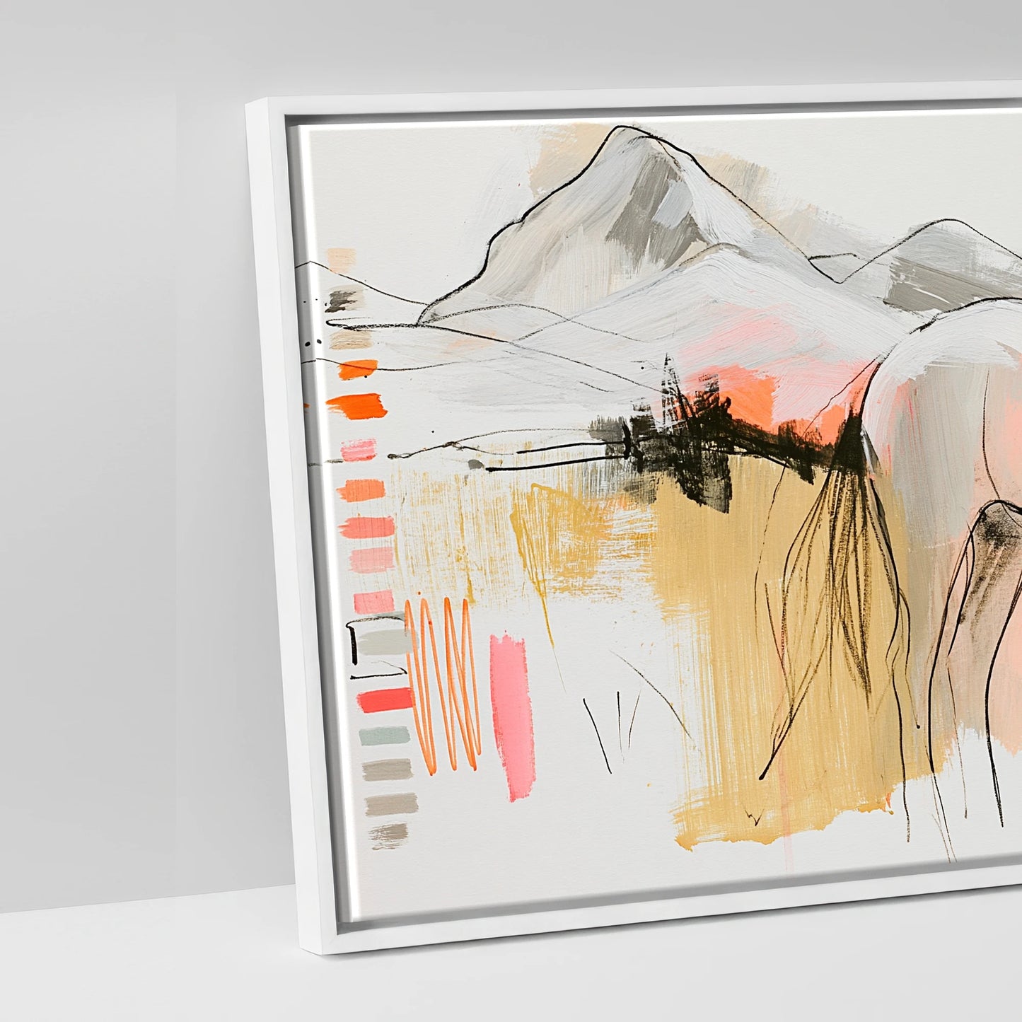 Painted Sunset Wanderer - artwork detail in a white float frame