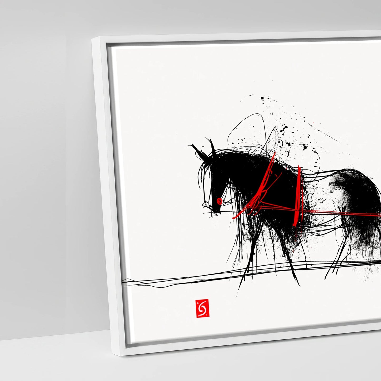 Crimson Ink Drive - artwork detail in a white float frame