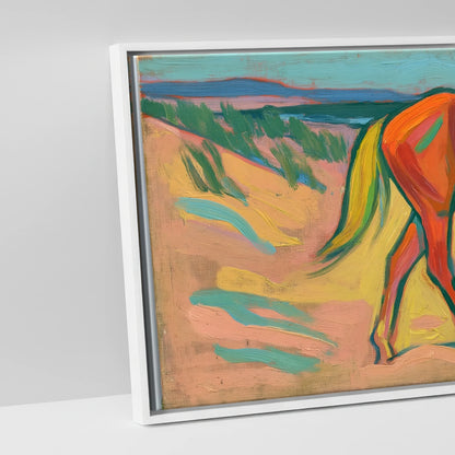 Vivid Coastal Stride - panoramic canvas and float frame detail