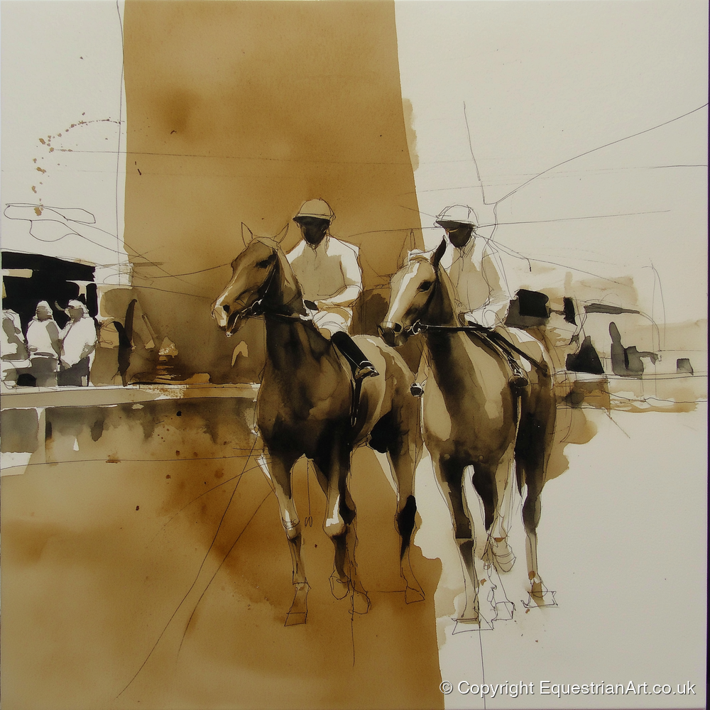Parade Ring Anticipation - racing horse art print and canvas by Harrison Cole A.I
