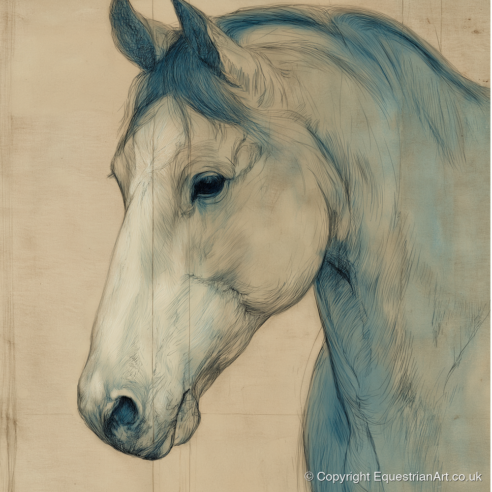 Parchment Profile Study - horse portrait art print and canvas by Clara Pemberton A.I