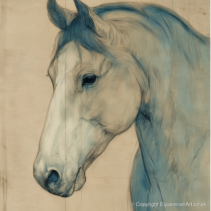 Parchment Profile Study - horse portrait art print and canvas by Clara Pemberton A.I