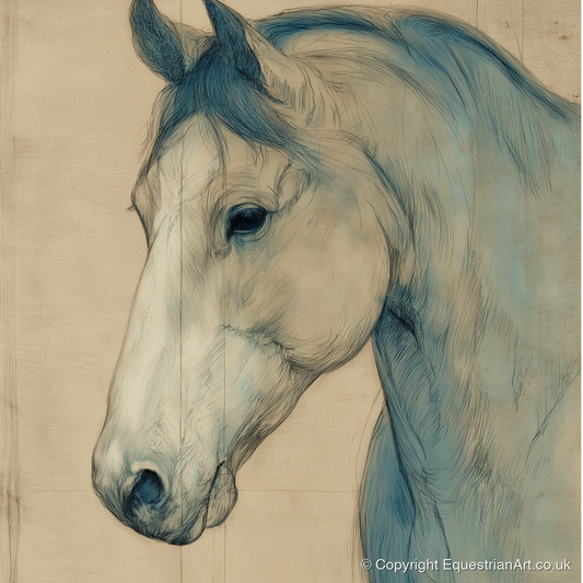 Parchment Profile Study - horse portrait art print and canvas by Clara Pemberton A.I