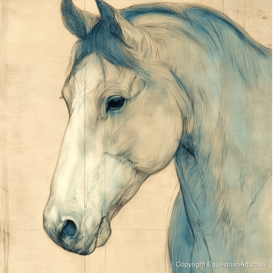 Parchment Profile Study - horse portrait art print and canvas by Clara Pemberton A.I