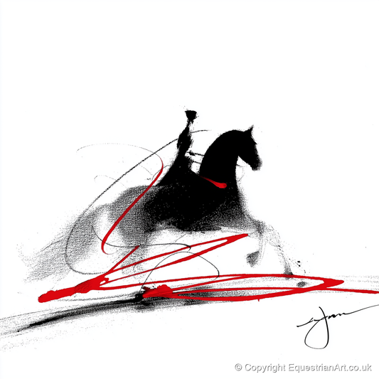Passion in Passage - dressage horse art print and canvas by Sebastian Vale A.I