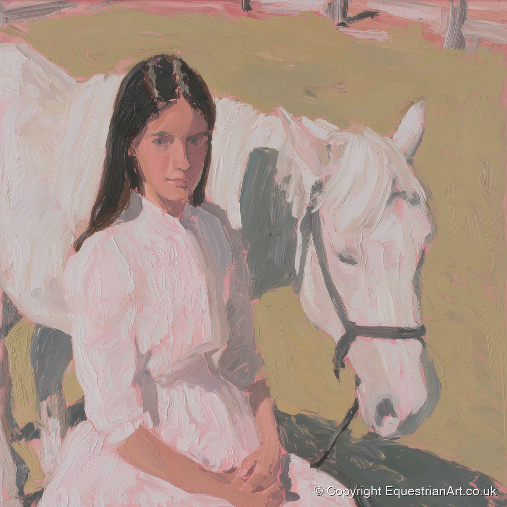 Pastel Companionship - horse & rider art print and canvas by Florence Hadley A.I