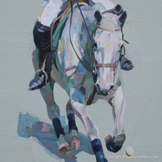 Pastel Polo Charge - polo horse art print and canvas by Stella Waverly A.I