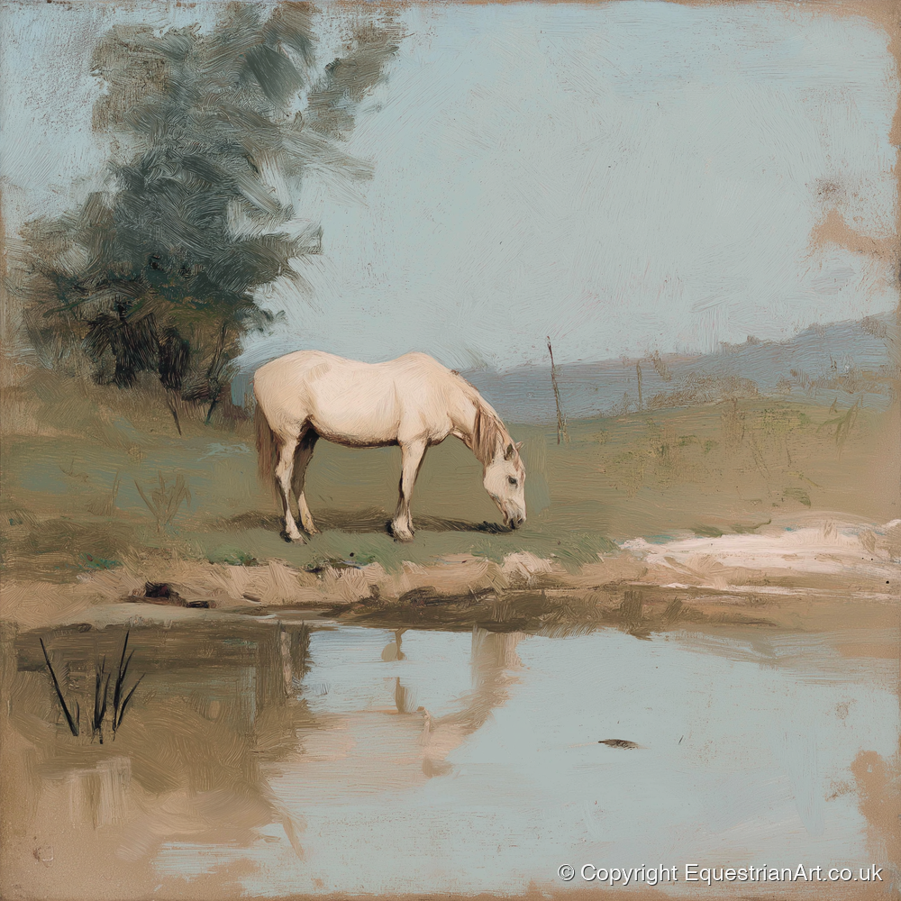 Pastoral Reflection - horse landscape art print and canvas by Frederick Lowell A.I