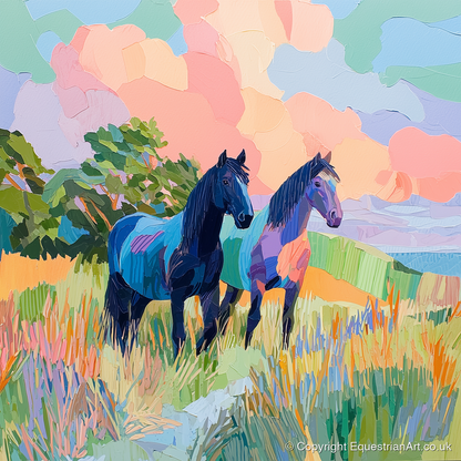 Pastures in Pastel - horse landscape art print and canvas by Sylvia Carmichael A.I
