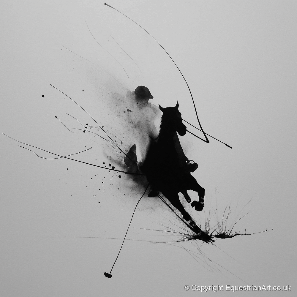 Phantom Polo Strike - polo horse art print and canvas by Alexander Blackwood A.I