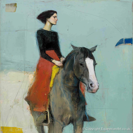 Poised in Profile - horse & rider art print and canvas by Margot Davenport A.I