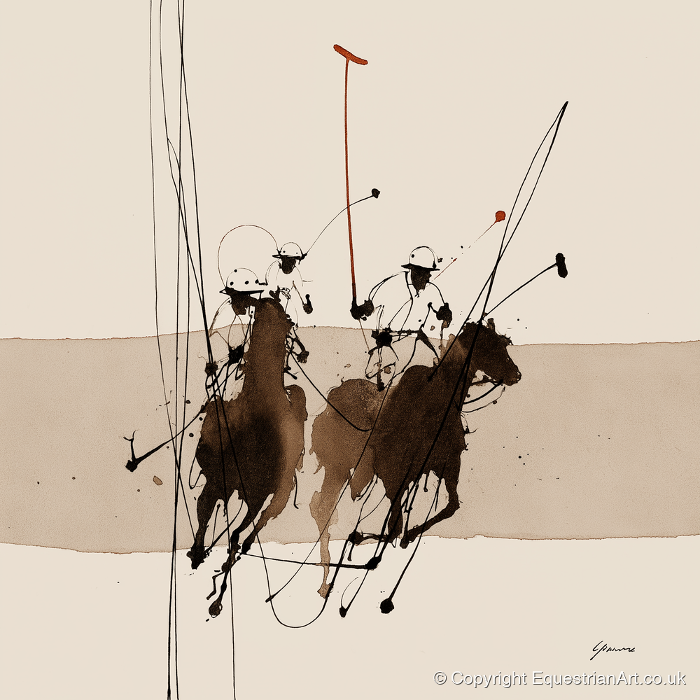 Polo in Motion - polo horse art print and canvas by Julian Vance A.I
