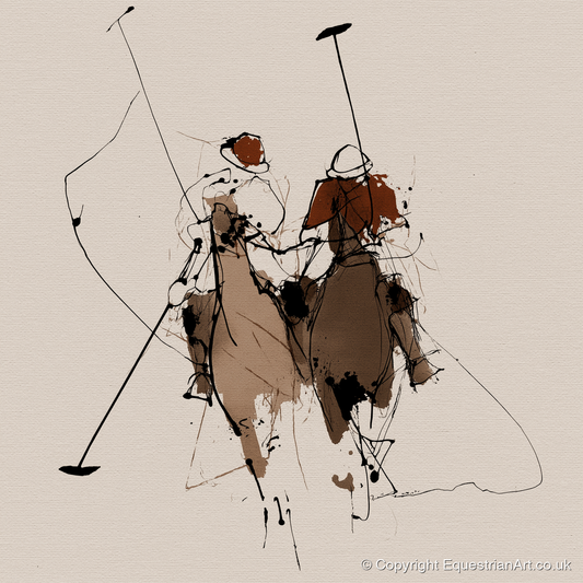 Polo Pursuit - polo horse art print and canvas by Julian Vance A.I