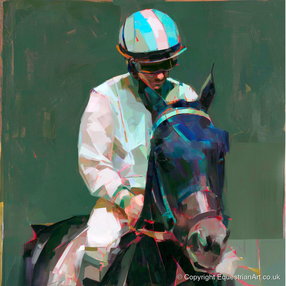 Pre-Race Focus - racing horse art print and canvas by Quentin Hart A.I