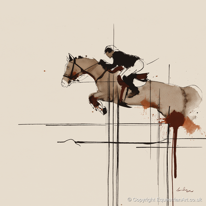 Precision and Flight - show jumping horse art print and canvas by Julian Vance A.I