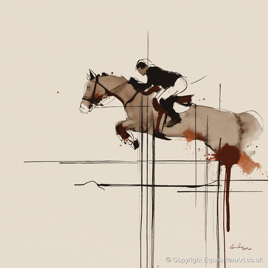 Precision and Flight - show jumping horse art print and canvas by Julian Vance A.I