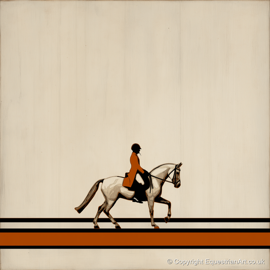 Precision in Burnt Orange - dressage horse art print and canvas by Barnaby West A.I