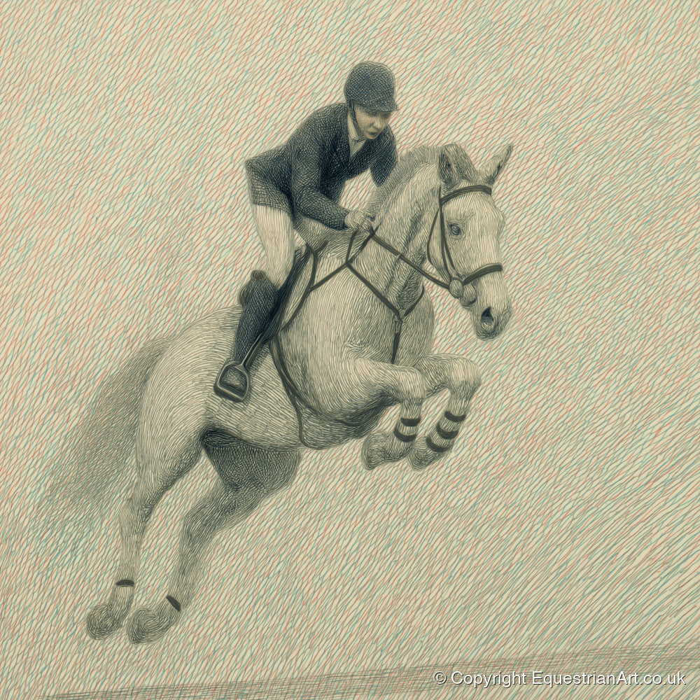 Precision in Flight - show jumping horse art print and canvas by Arthur Sterling A.I