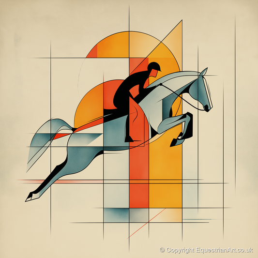 Precision in Flight - show jumping horse art print and canvas by Dominic Vaughn A.I
