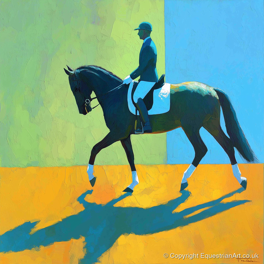 Precision in Sunlight - dressage horse art print and canvas by Daphne Morley A.I