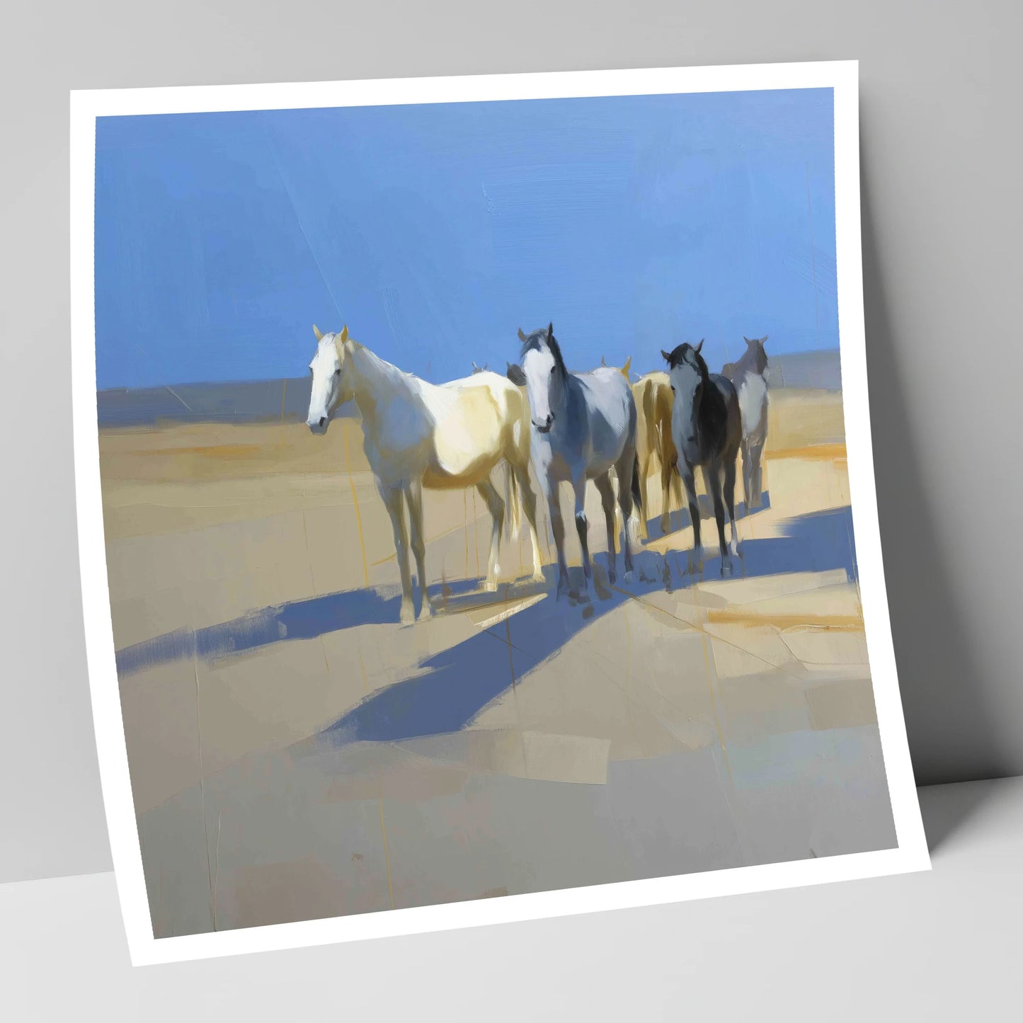 Sunlit High Plains wild horses art print