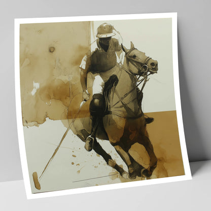 Sepia Polo Pursuit polo horse art print