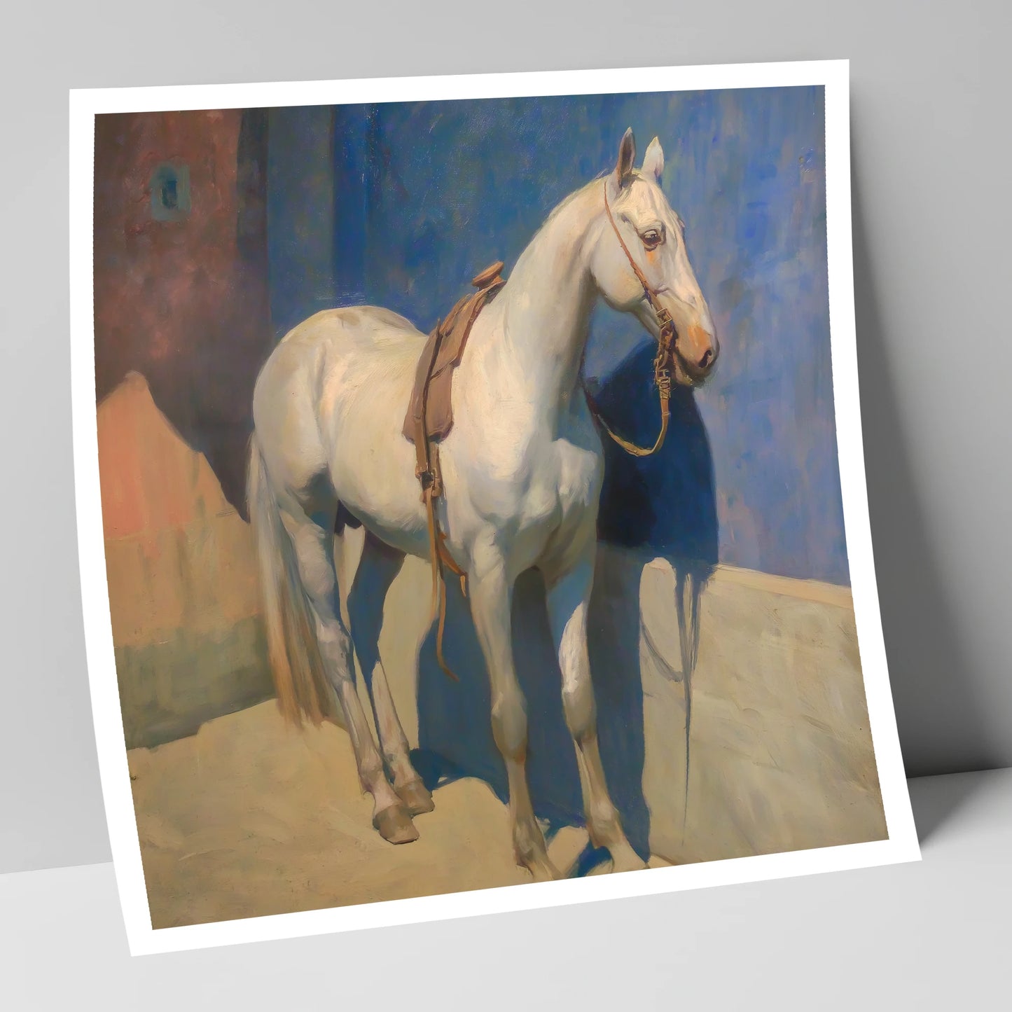 Sunlit Grey against Azure horse breed art print
