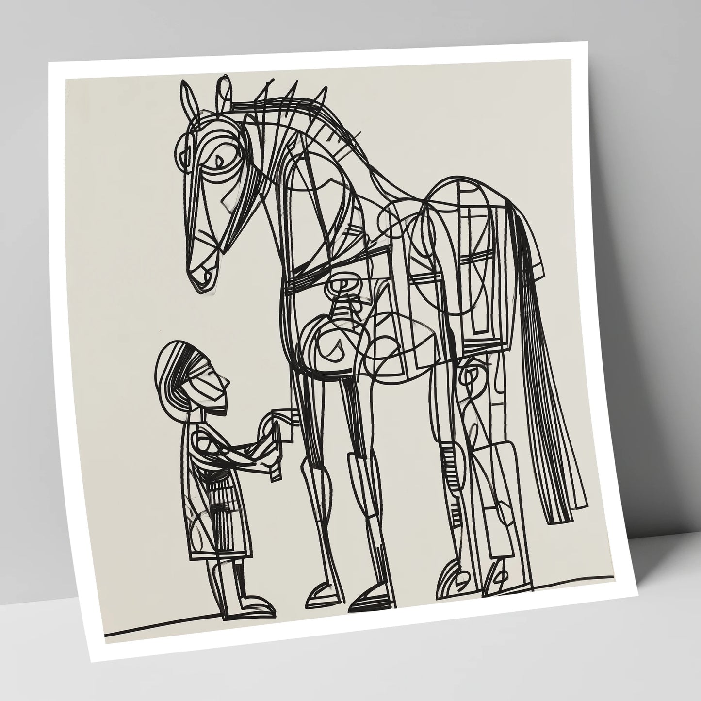 Linear Harmony horse & rider art print