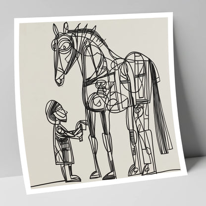 Linear Harmony horse & rider art print