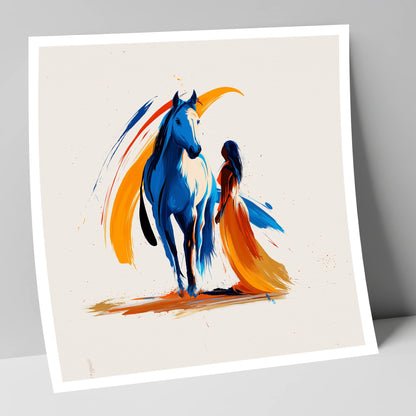 Azure and Amber Bond horse & rider art print