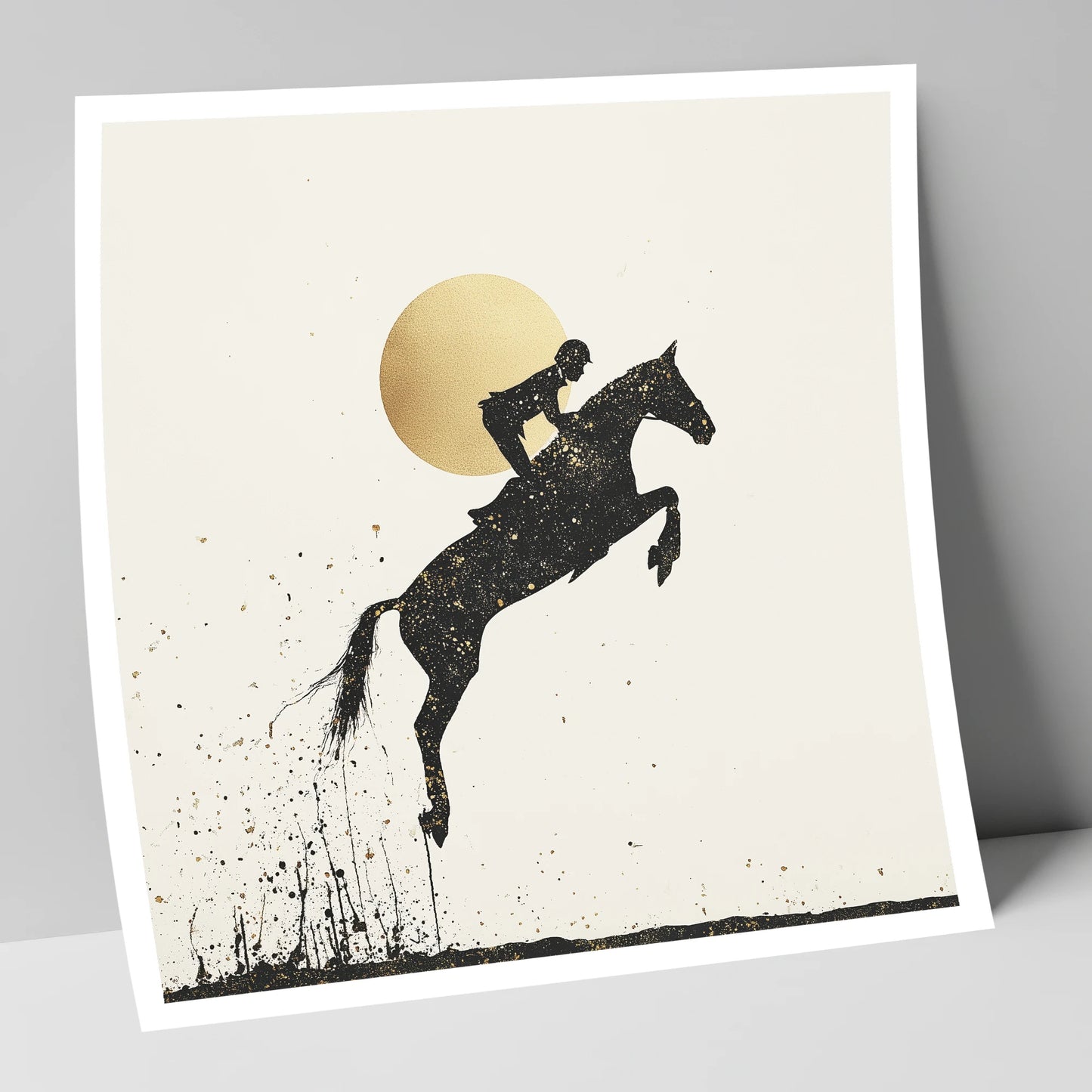 Golden Flight show jumping horse art print