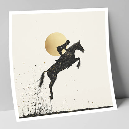 Golden Flight show jumping horse art print