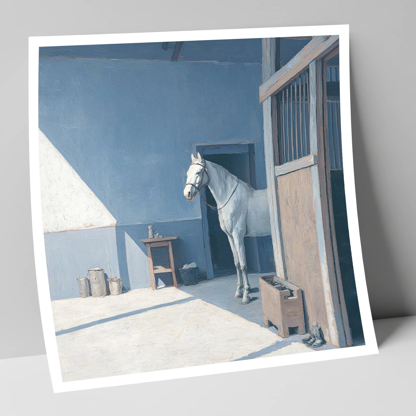 Quiet Morning Yard horse stable art print
