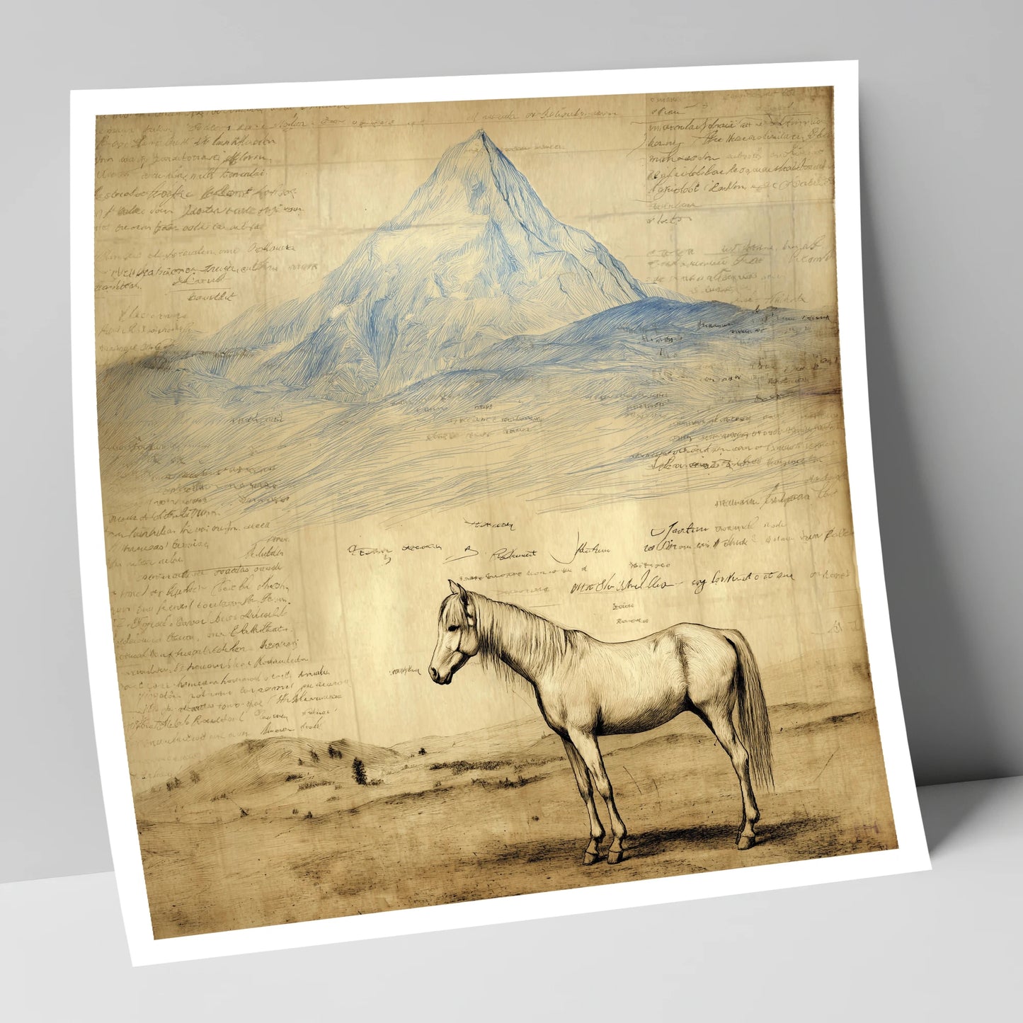 Alpine Journal Study horse landscape art print
