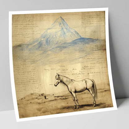 Alpine Journal Study horse landscape art print