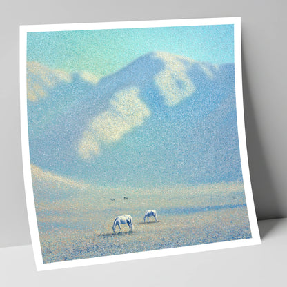 Ethereal Mountain Grazing horse landscape art print