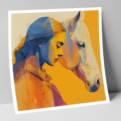 Amber Embrace horse & rider art print