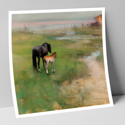 Morning on the Marsh mare & foal art print