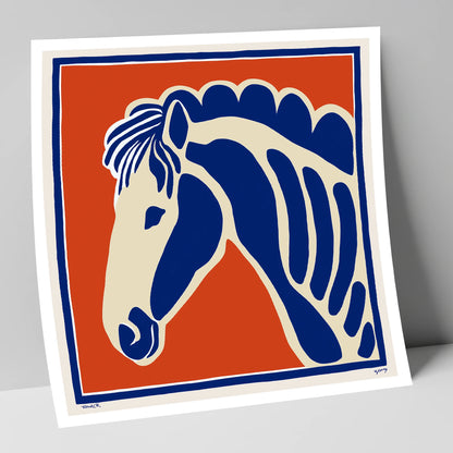 Cobalt Equine Profile horse portrait art print