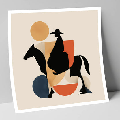 Geometric Western Rider western horse art print