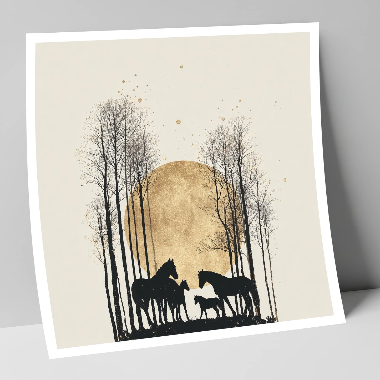 Moonlit Forest Clearing horse landscape art print