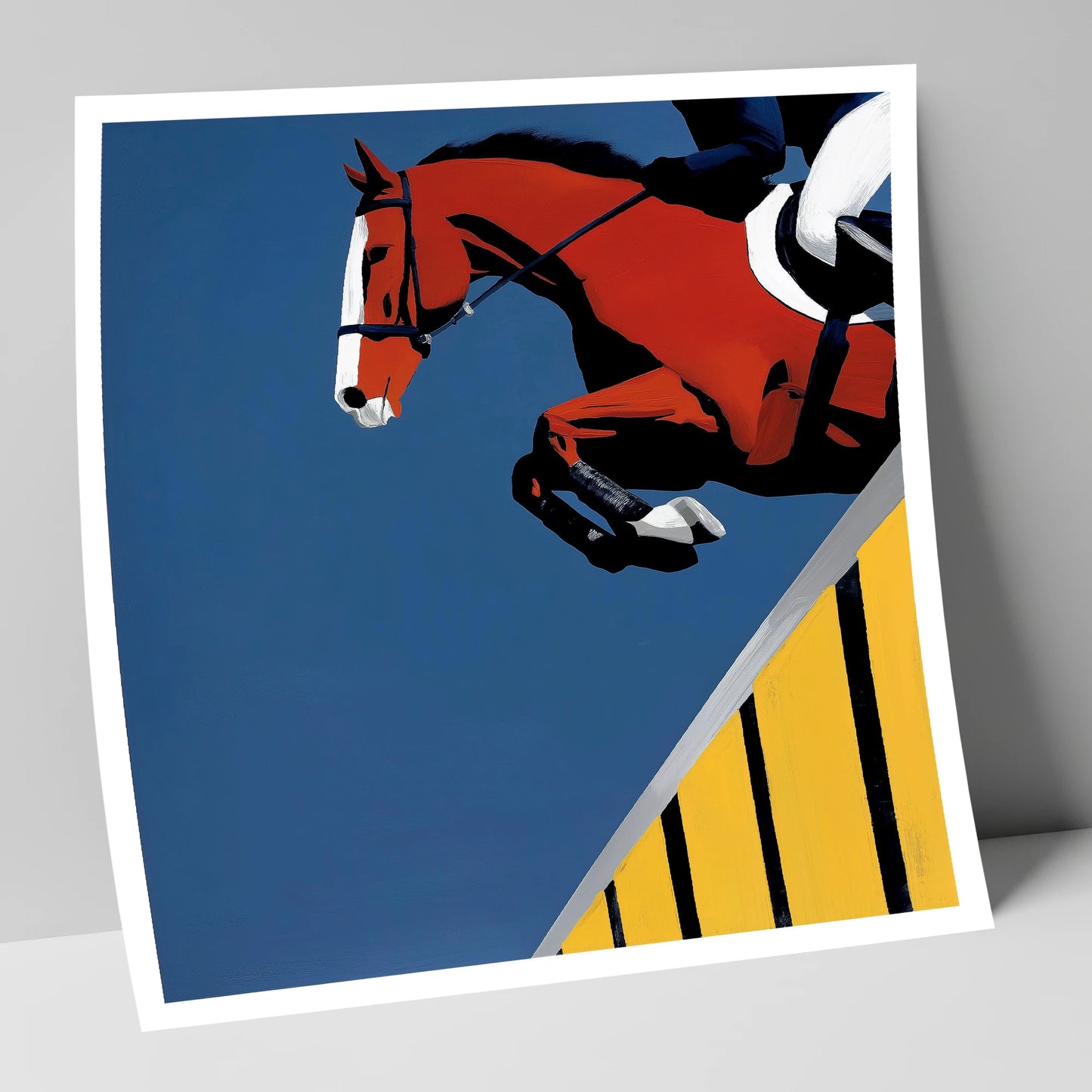 Suspended in Blue show jumping horse art print
