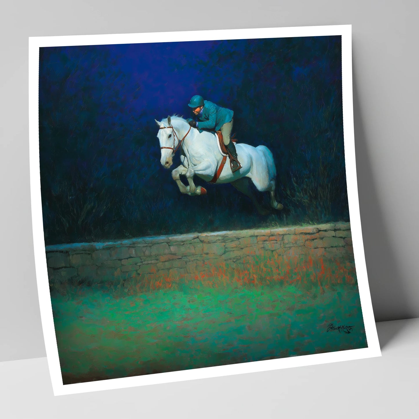 Moonlit Flight show jumping horse art print