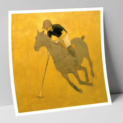 Golden Chukka polo horse art print