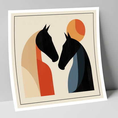 Geometric Equine Greeting horse portrait art print
