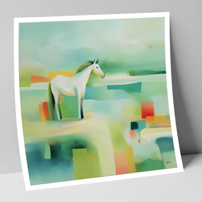 Abstract Grey Harmony horse landscape art print