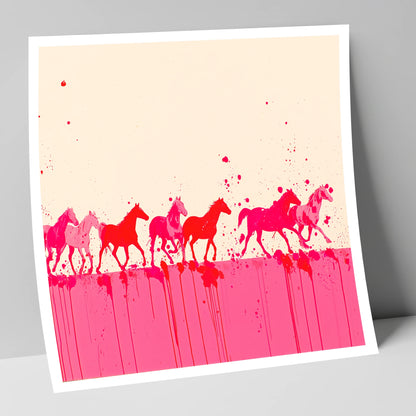 Magenta Motion wild horses art print